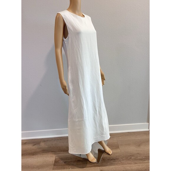 ZARA WOMEN LINEN BLEND MIDI DRESS ZW COLLECTION OYSTER WHITE SMALL 8135/100 - Picture 9 of 16